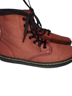 WOMENS Dr. MARTENS SHOREDITCH BURGUNDY BRICK RED 7 Eye Boots! Size 8